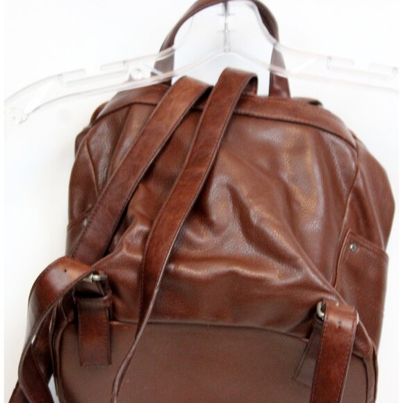 Fossil Brown Leather Mini Backpack Drawstring Adjustable Straps Lined Flap Pocke main image 8